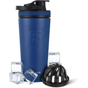 Ice Shaker 26oz Insulated Stainless Steel Shaker Bottle- Navy Blue AS SEEN ON TV